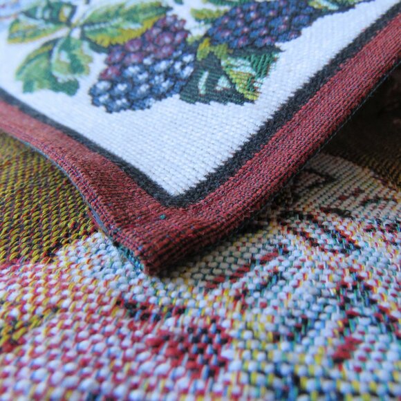 Set of 2 Vintage Tapestry Placemats With Grapes, Flowers & Butterflies - Picture 5 of 5